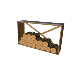 Range bûches profondeur 35 cm 79x139 rempli avec tranche de pierre